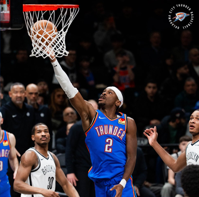 亚历山大狂砍40+雷霆大胜篮网创10连胜纪录